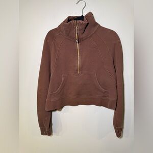 Lululemon Oversized Scuba Hoodie Half Zip Java Brown with Gold